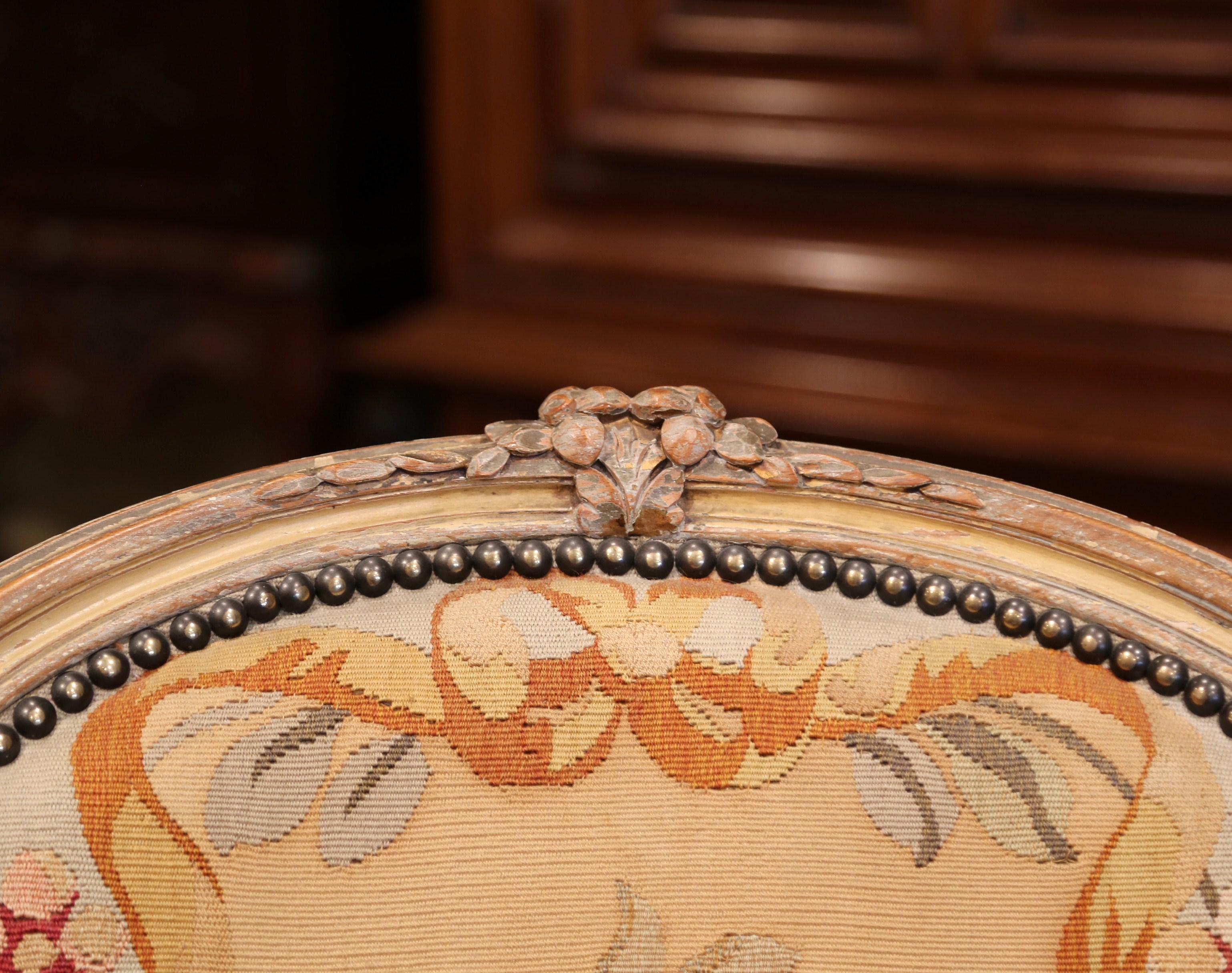 Pair of 19th Century French Louis XV Carved Armchairs with Aubusson Tapestry 3