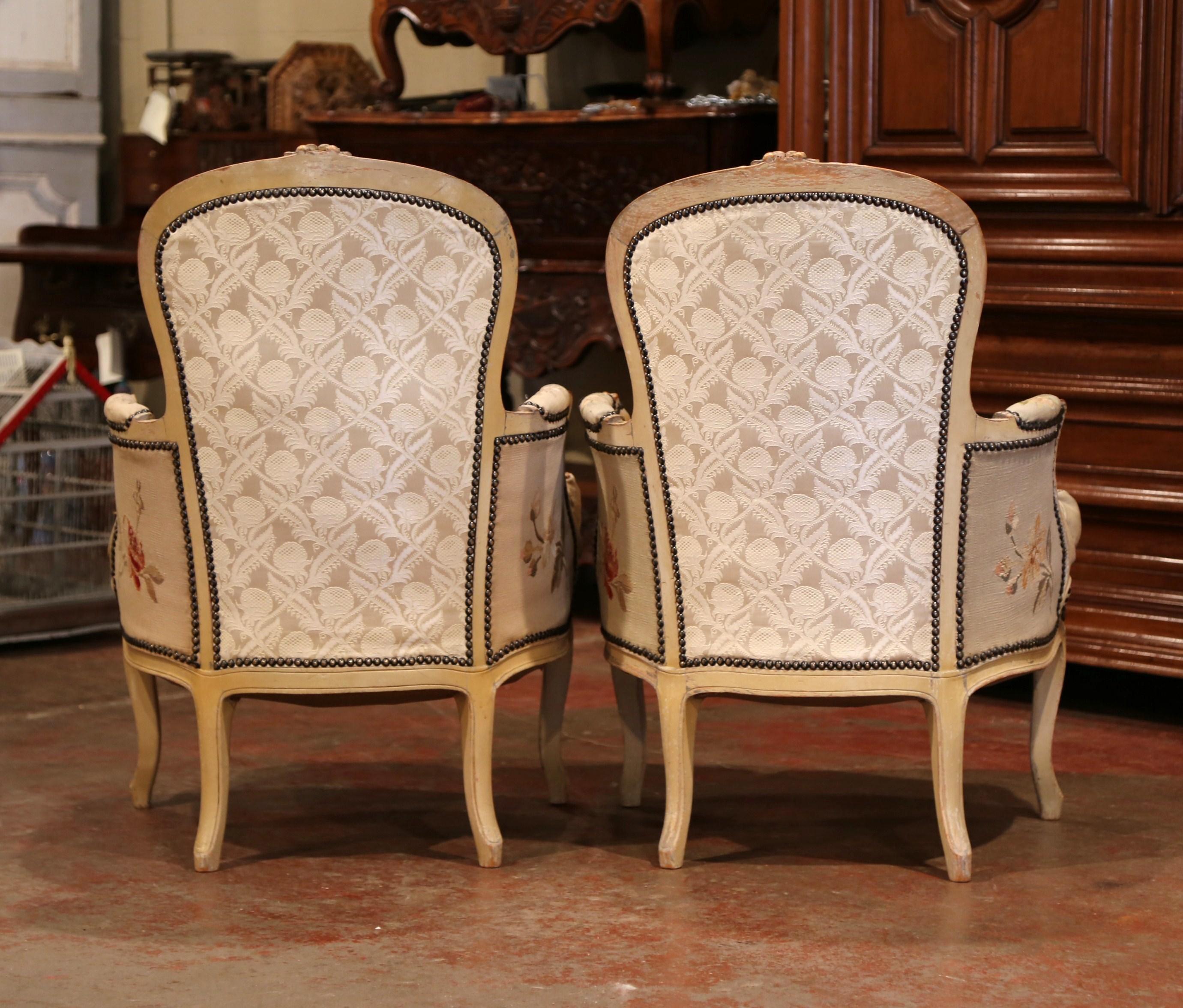 Pair of 19th Century French Louis XV Carved Armchairs with Aubusson Tapestry 5