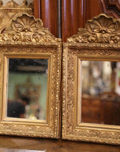 Pair of 19th Century French Louis XV Carved Gilt Wood Wall Mirrors