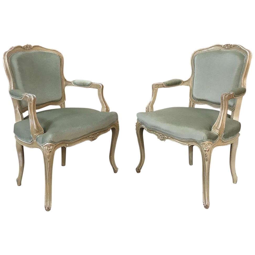Pair of 19th Century French Louis XV Fauteuils, Armchairs
