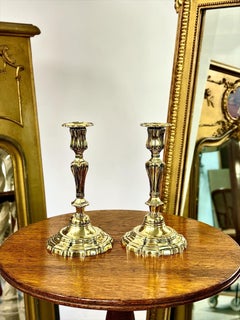 Pair of 19th Century French Louis XV Gilt Bronze Candlesticks