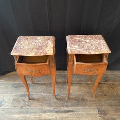 Pair of 19th Century French Louis XV Marquetry Night Stands