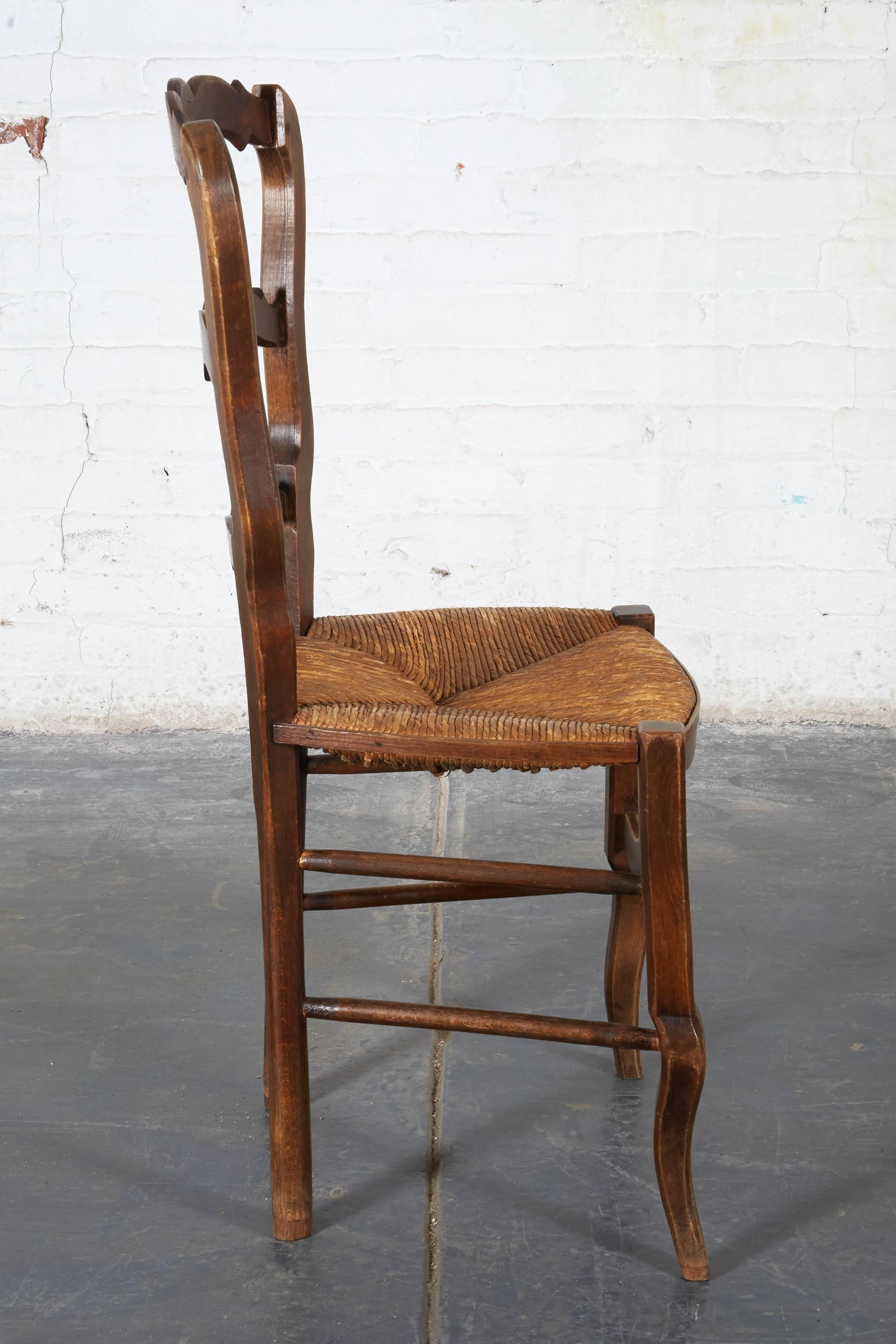 Pair of 19th Century French Louis XV Provincial Walnut Rush-Bottomed Side Chairs 6