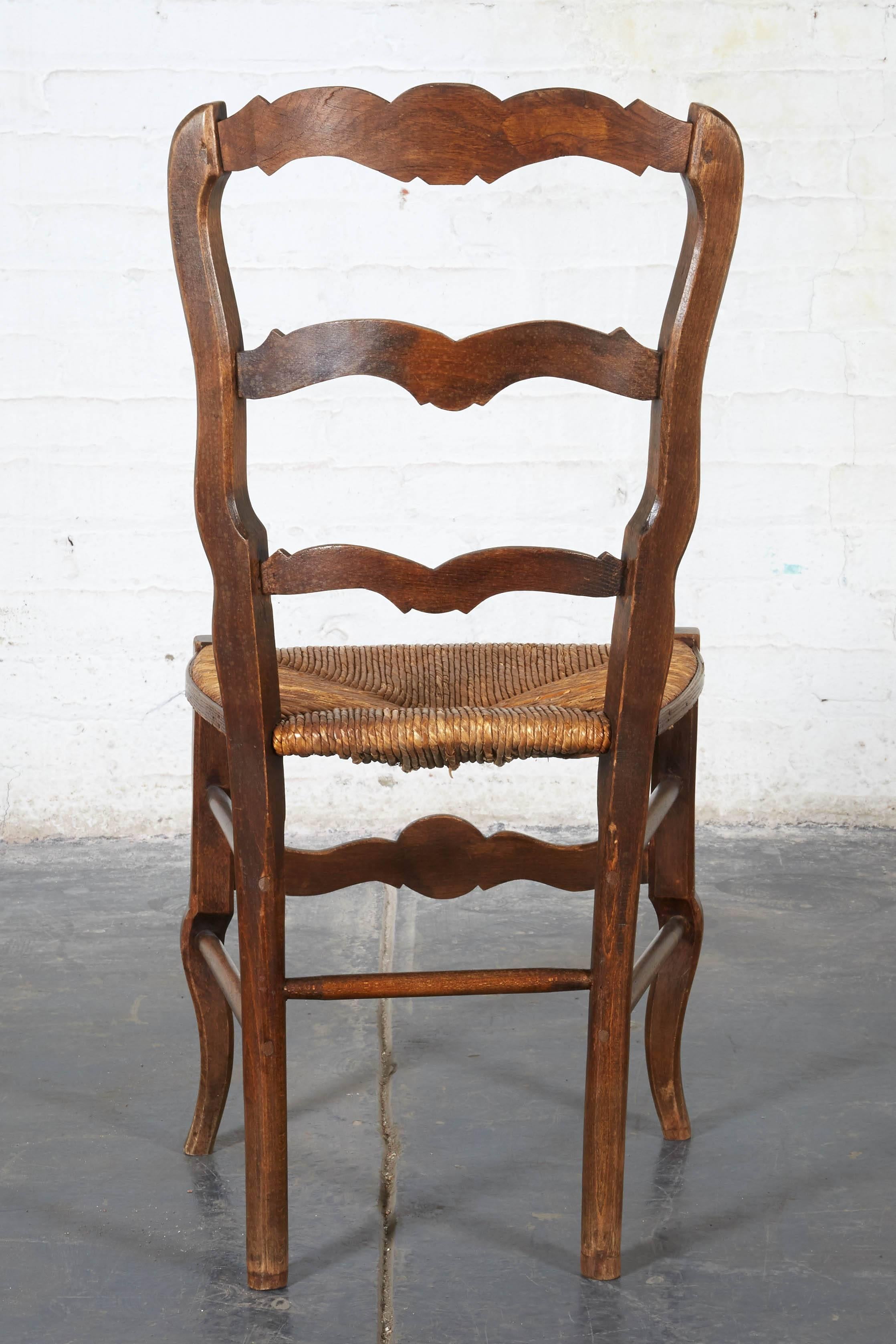 Pair of 19th Century French Louis XV Provincial Walnut Rush-Bottomed Side Chairs 7