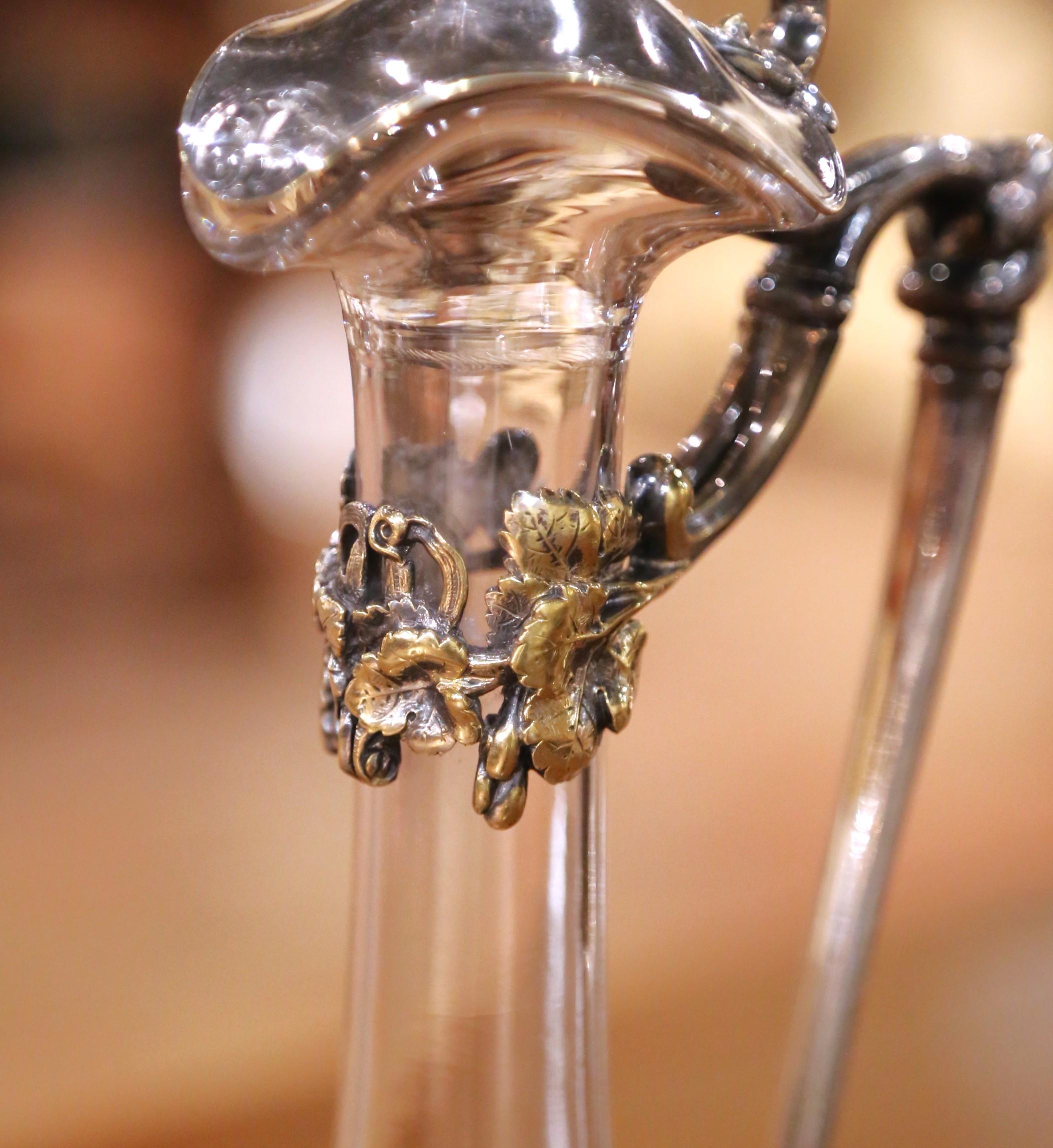 Paar versilberte und kristallene Weindekanter des 19. Jahrhunderts aus Frankreich im Stil Ludwig XV im Zustand „Hervorragend“ im Angebot in Dallas, TX