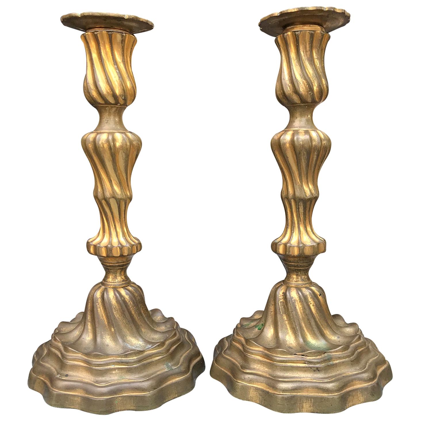 Pair of 19th Century French Louis XV Style Candlesticks