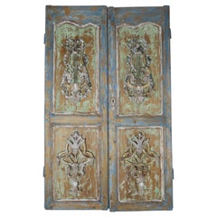 Pair of 19th Century French Louis XV Style Carved Painted Doors