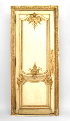Pair of French Louis XV Style White and Gold Painted Doors