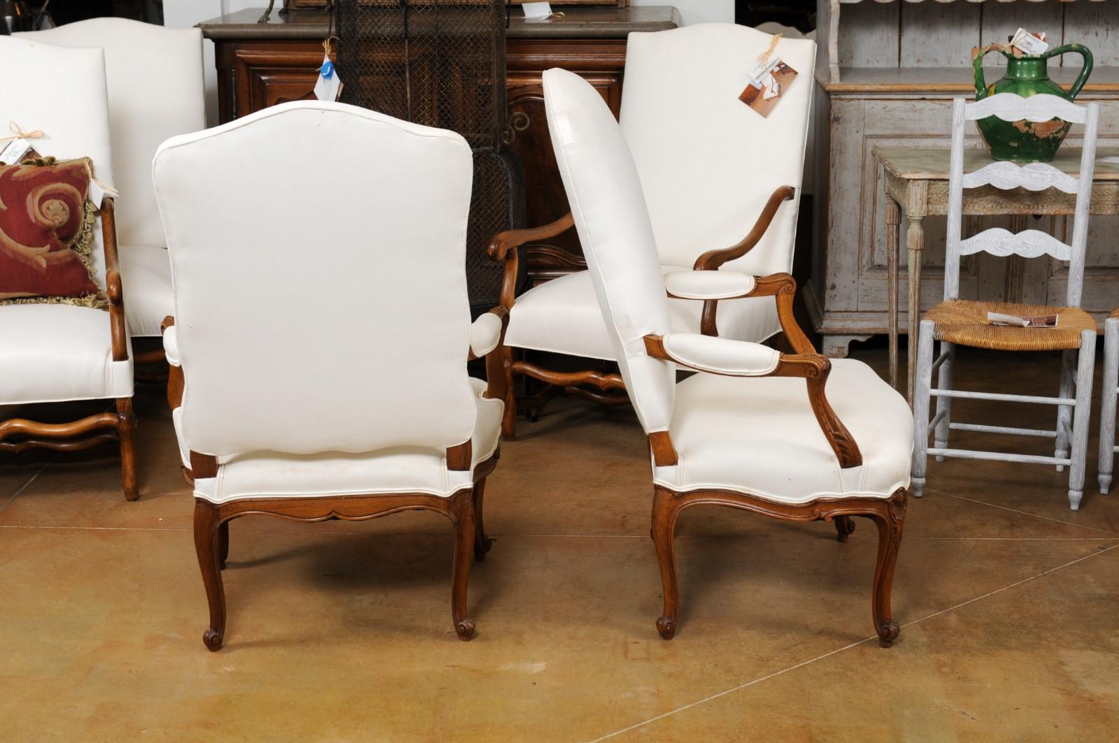 Pair of 19th Century French Louis XV Style Fauteuils with Carved Aprons 3