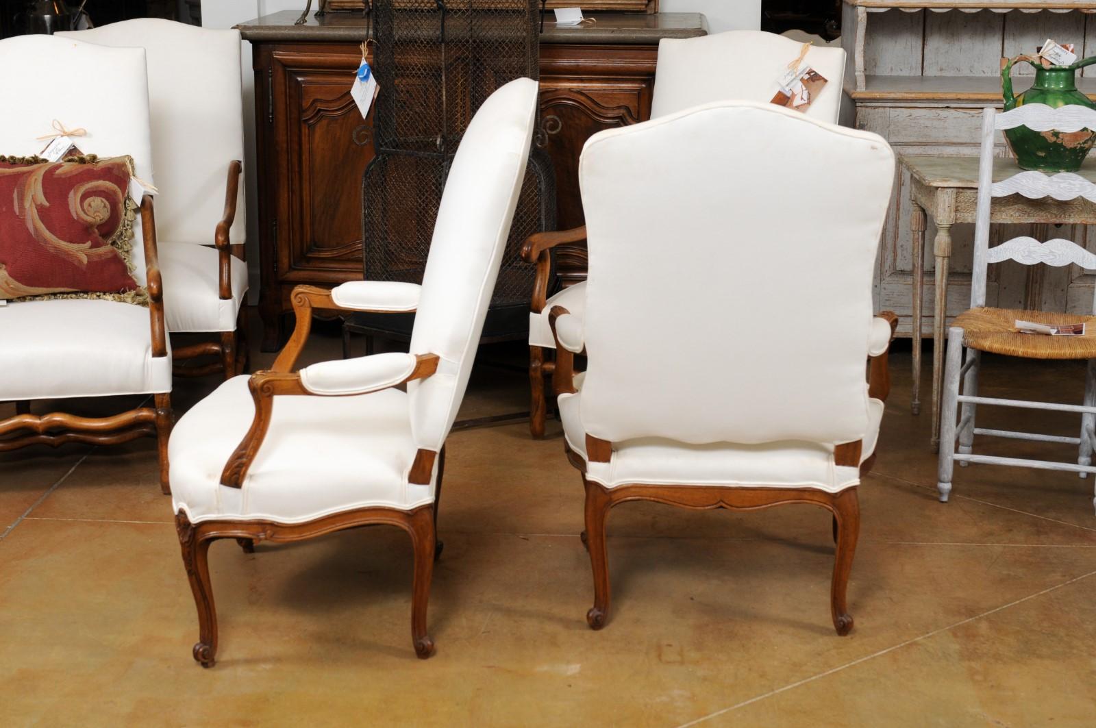 Pair of 19th Century French Louis XV Style Fauteuils with Carved Aprons 4