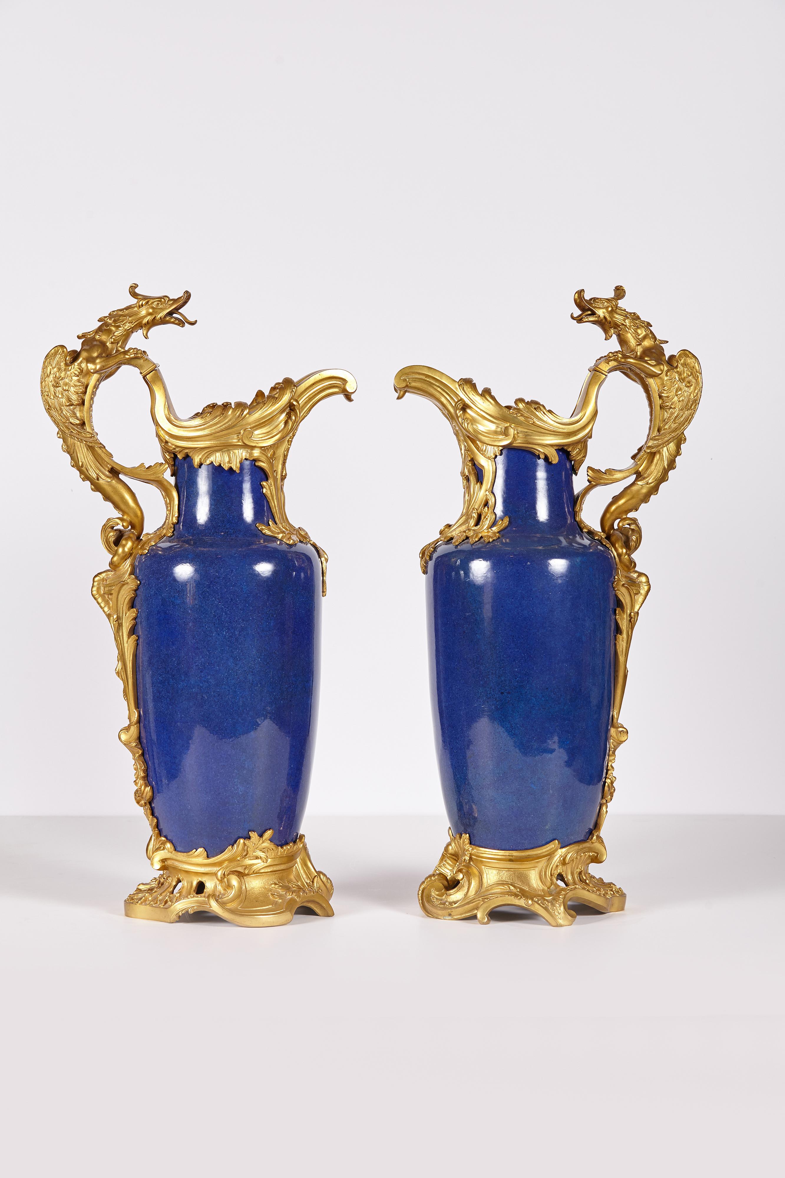 Pair of 19th Century French Louis XV Style Gilt Bronze-Mounted Chinese Vases In Good Condition In Dallas, TX
