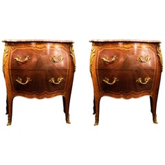 Pair of 19th Century, French Louis XV Style Marble-Top Commodes