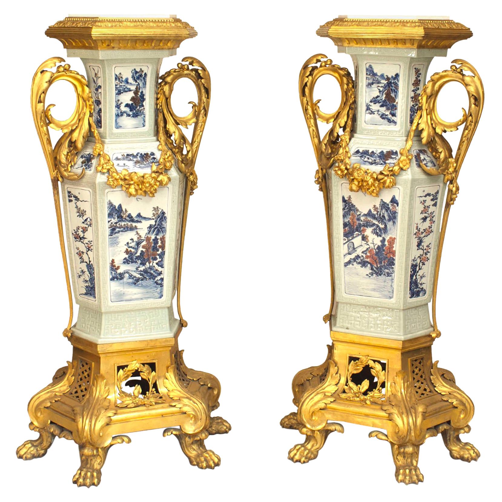 Pair of French Louis XV Pedestals For Sale