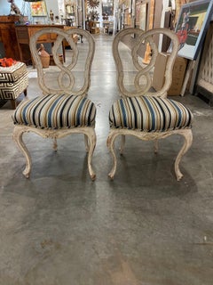 Pair of 19th century French Louis XV Style Side Chairs in Paul Smith fabric