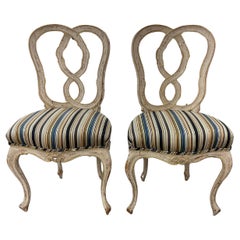 Paar französische Beistellstühle im Stil Louis XV aus dem 19. Jahrhundert mit Paul Smith-Stoff