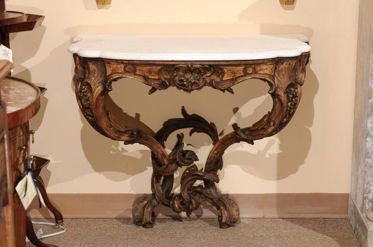 Pair of 19th Century French Louis XV Style Wall Mounted Console Tables ...