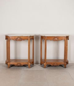 Pair of 19th Century French Louis XV Style Walnut Console Tables
