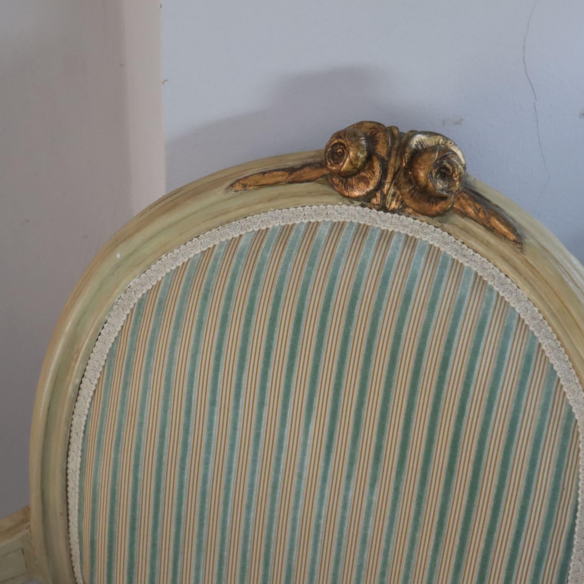 Pair of 19th Century French Louis XVI Armchairs Dining wood and gold leaf For Sale 5