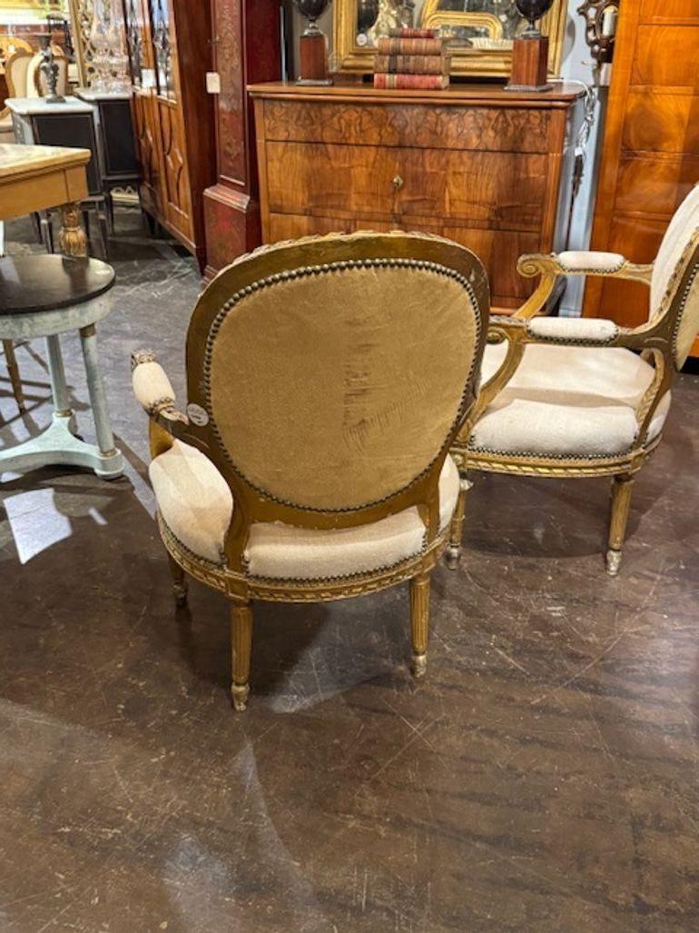 Coppia di poltrone francesi Luigi XVI del XIX secolo in vendita 2