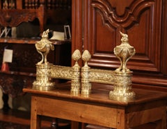 Pair of 19th Century French Louis XVI Bronze Dore Fireplace Chenets
