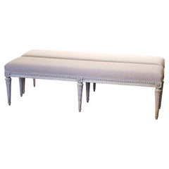 Pair of 19th Century French Louis XVI Carved and Painted Six-Leg Benches