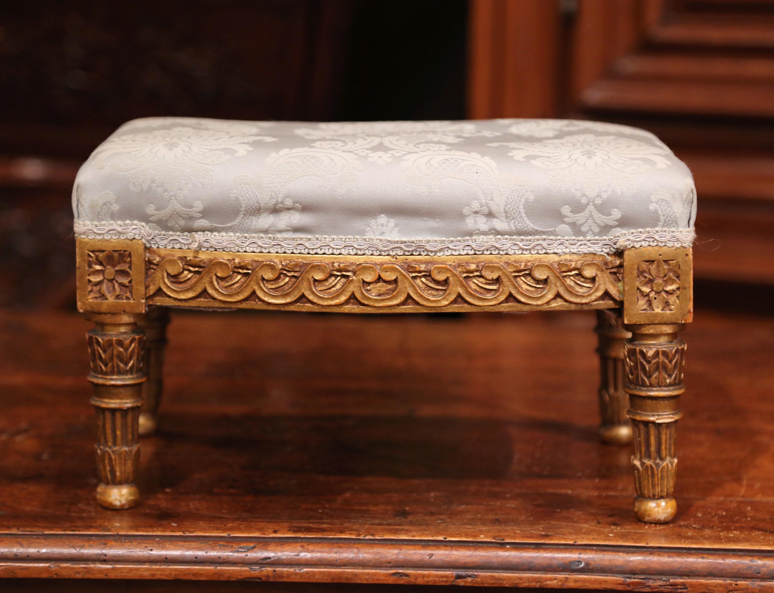 Pair of 19th Century French Louis XVI Carved Giltwood Footstools 4