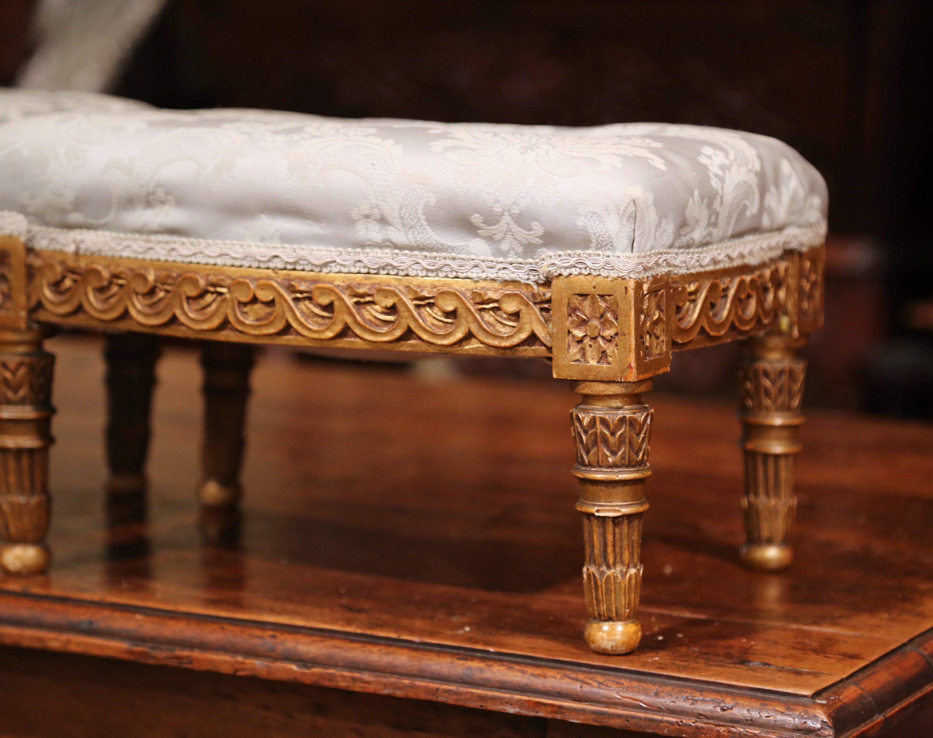 Pair of 19th Century French Louis XVI Carved Giltwood Footstools 5