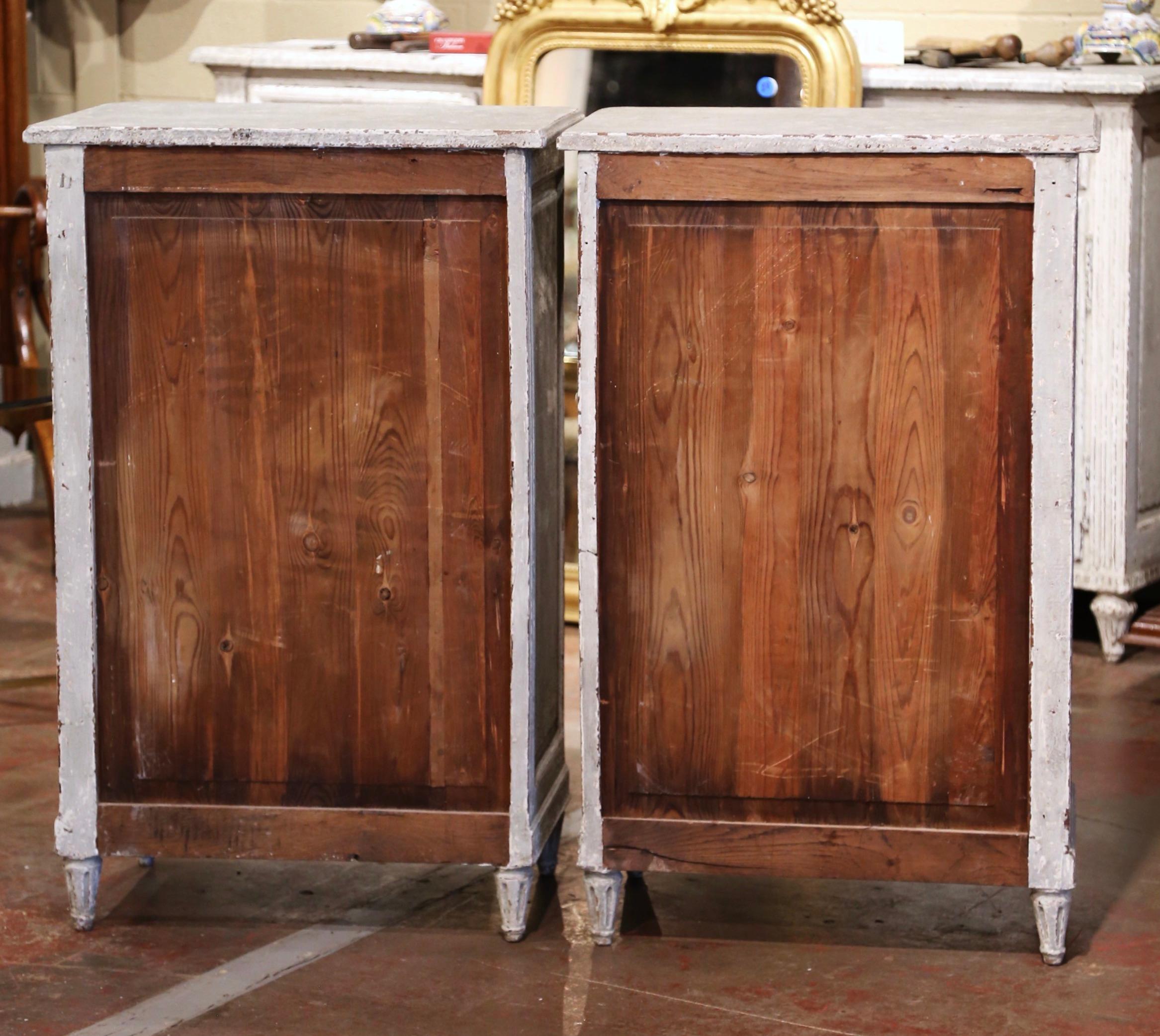 Pair of 19th Century French Louis XVI Carved Hand Painted Jelly Cabinets For Sale 8