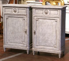 Pair of 19th Century French Louis XVI Carved Hand Painted Jelly Cabinets