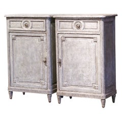 Pair of 19th Century French Louis XVI Carved Hand Painted Jelly Cabinets