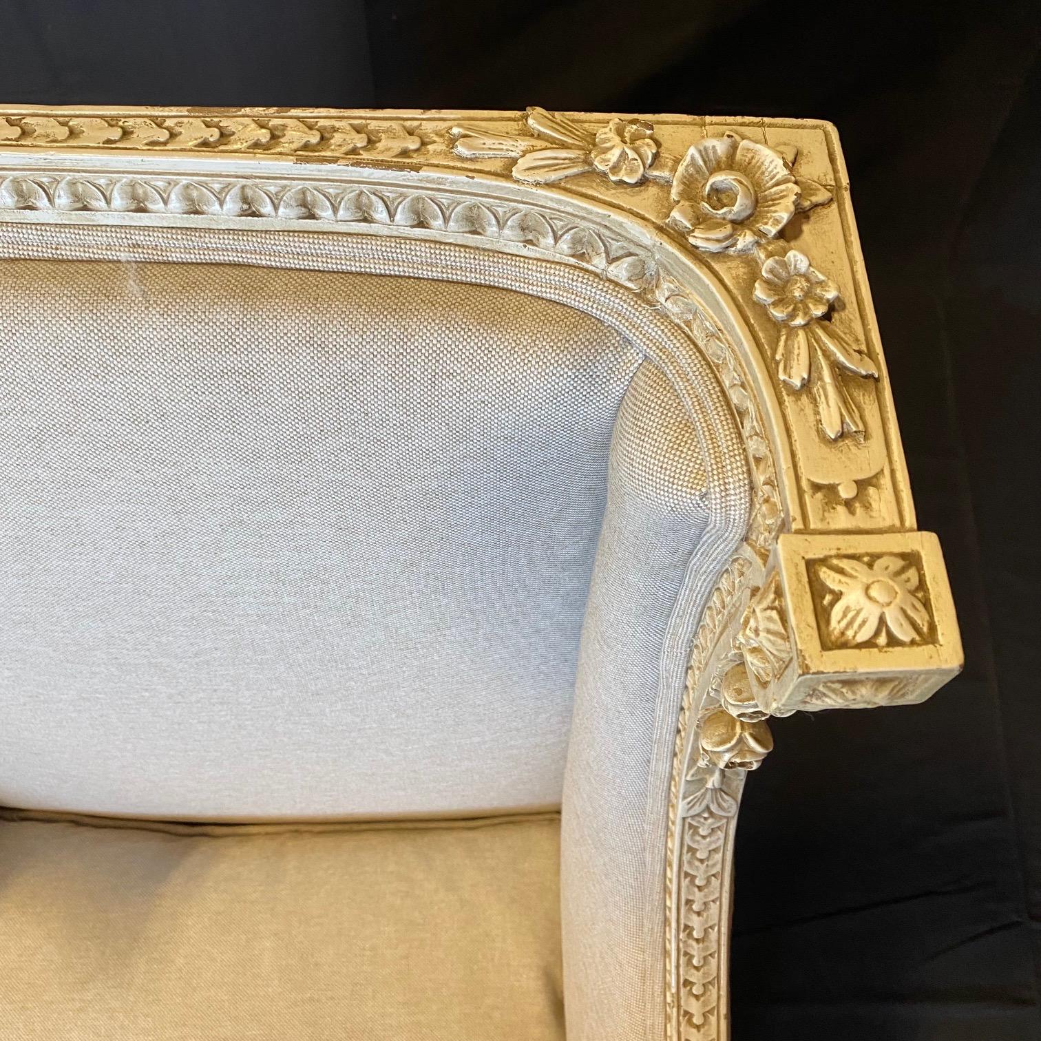 Pair of 19th Century French Louis XVI Carved Winged Armchairs or Bergeres 1