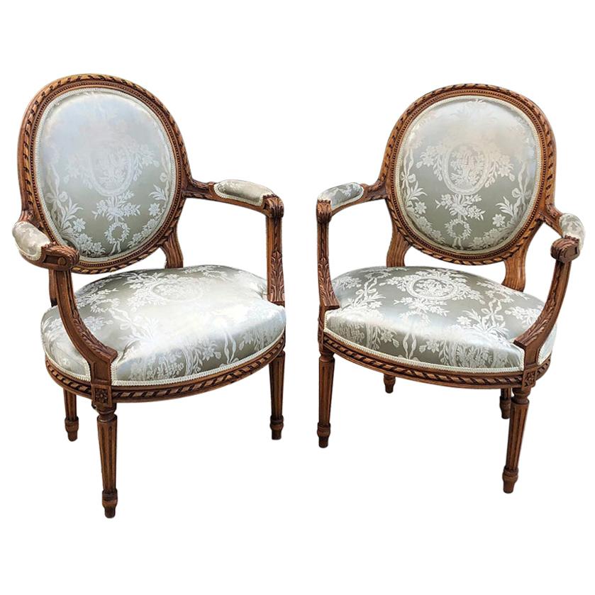 19th Century Pair of French Louis XVI Armchairs at 1stDibs