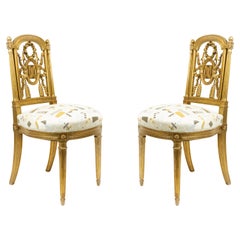 Pair of 19th Century French Louis XVI Gilt Style Side Chairs