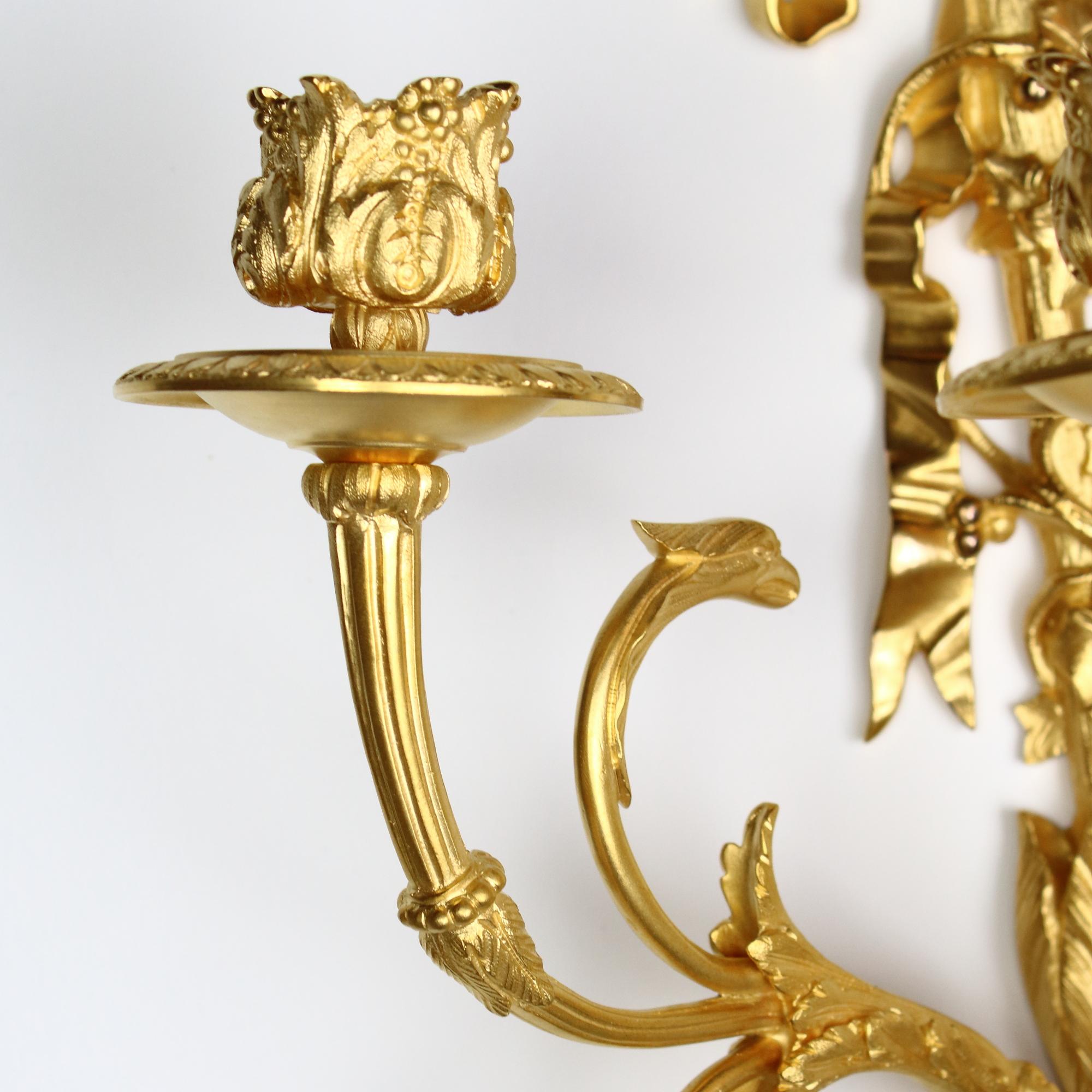 Pair of 19th Century French Louis XVI Goat Heads Three-Light Wall Lights/Sconces For Sale 4