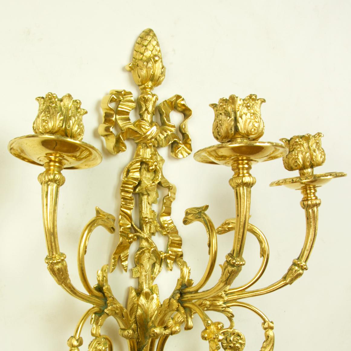 Pair of 19th Century French Louis XVI Goat Heads Three-Light Wall Lights/Sconces 2
