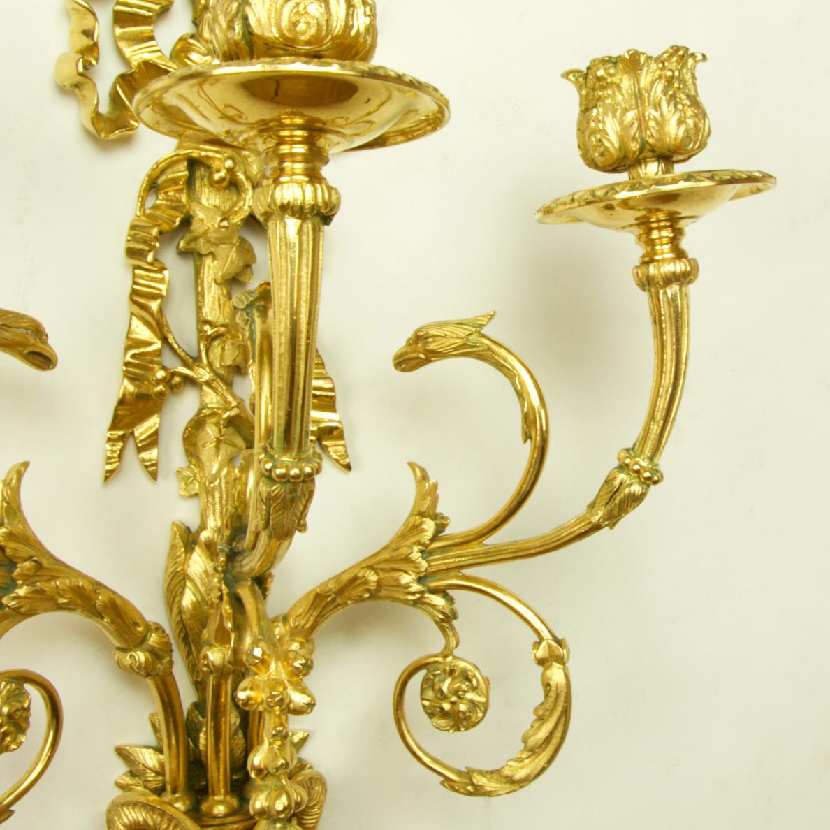 Pair of 19th Century French Louis XVI Goat Heads Three-Light Wall Lights/Sconces 3