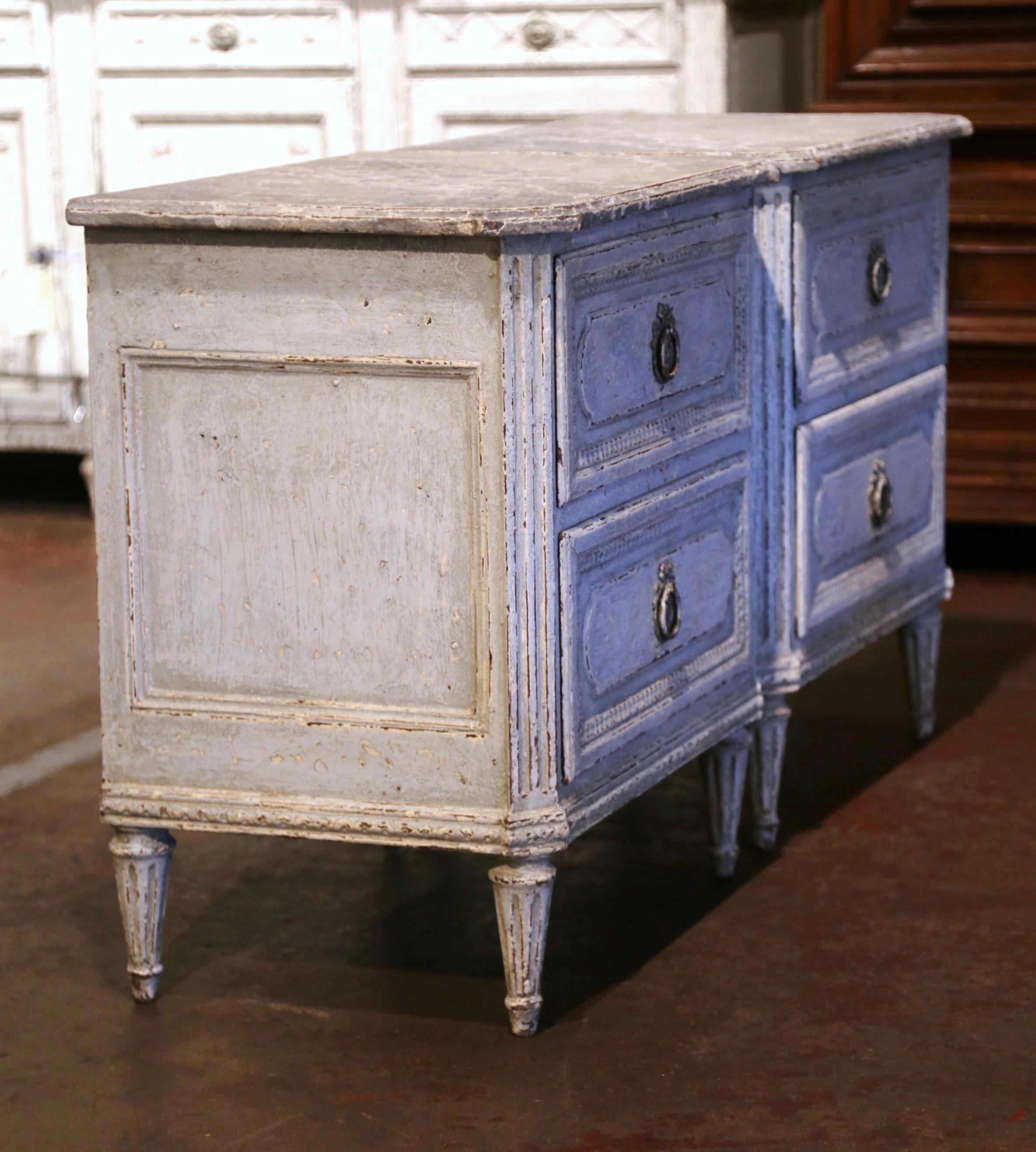 Pair of 19th Century French Louis XVI Hand Painted Two-Drawer Nightstands Chests 4