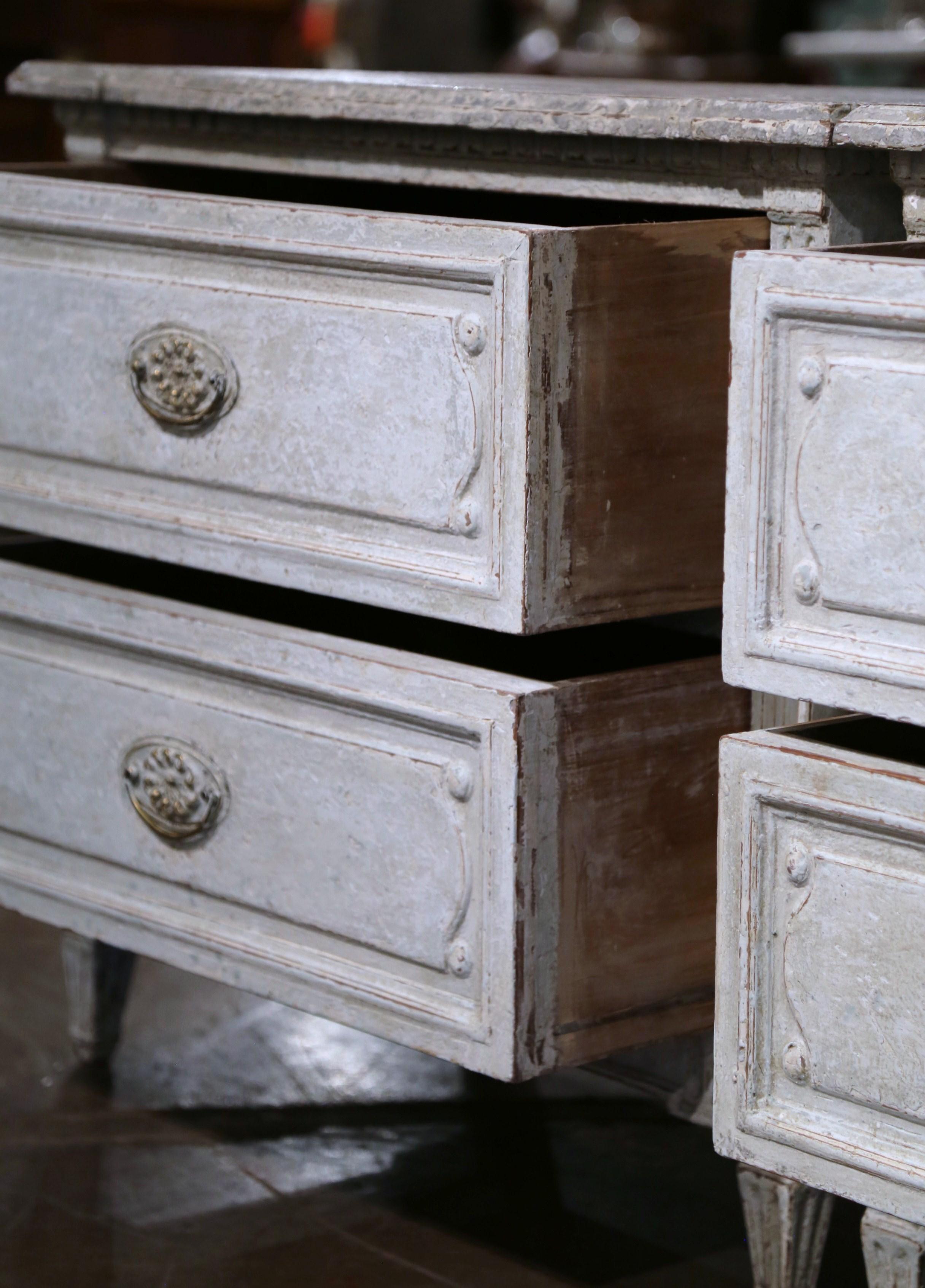 Pair of 19th Century French Louis XVI Hand Painted Two-Drawer Nightstands Chests 9
