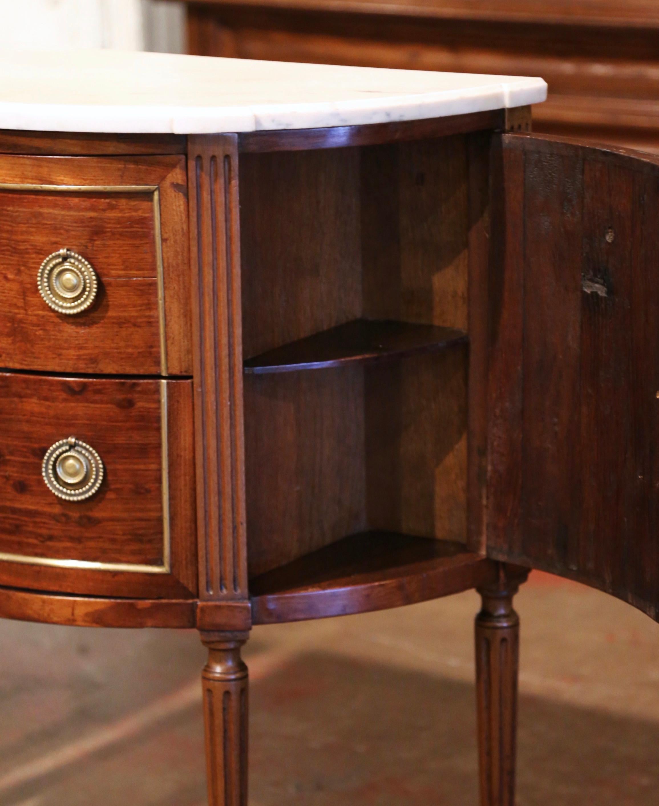 Pair of 19th Century French Louis XVI Mahogany Demi-Lune Chests with Marble Top 6