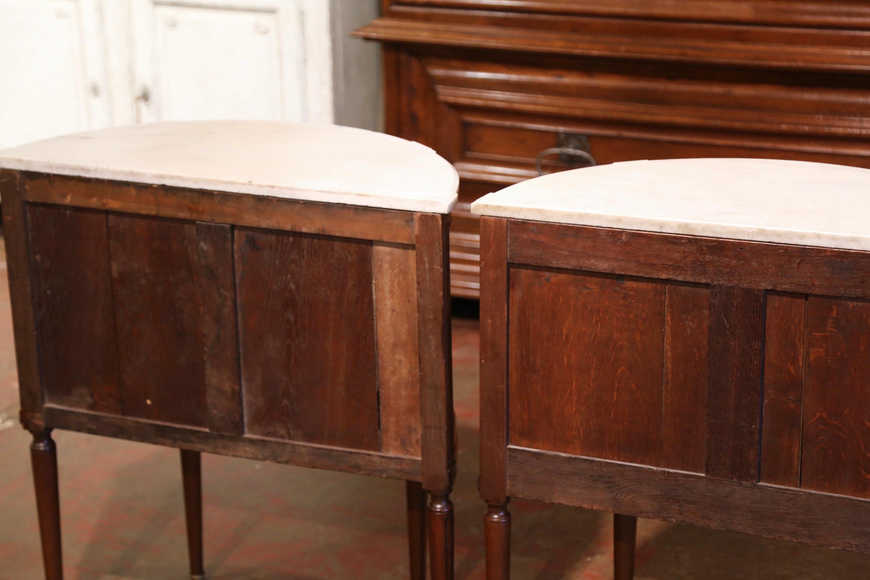 Pair of 19th Century French Louis XVI Mahogany Demi-Lune Chests with Marble Top 10