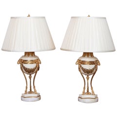 Pair of 19th Century French Louis XVI Marble Lamps