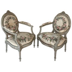 Pair of 19th Century French Louis XVI Painted Armchairs