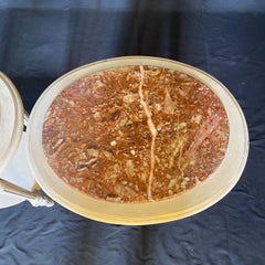Pair of 19th Century French Louis XVI Painted Marble Top End Tables Nightstands