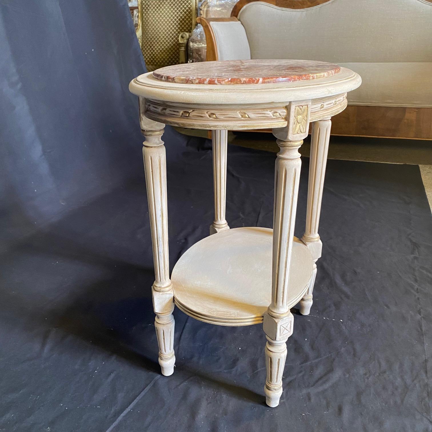 Paire de tables d'appoint Louis XVI du 19ème siècle en marbre peint Bon état - En vente à Hopewell, NJ