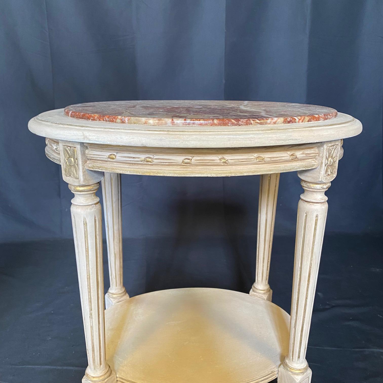 Marbre Paire de tables d'appoint Louis XVI du 19ème siècle en marbre peint en vente