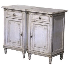 Pair of 19th Century French Louis XVI Painted Nightstands Bedside Tables