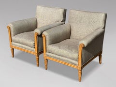 Pair of 19th Century French Louis XVI Reupholstered Bergère Armchairs