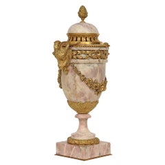 Pair of 19th Century French Louis XVI St. Bréche Violette Marble Cassolettes