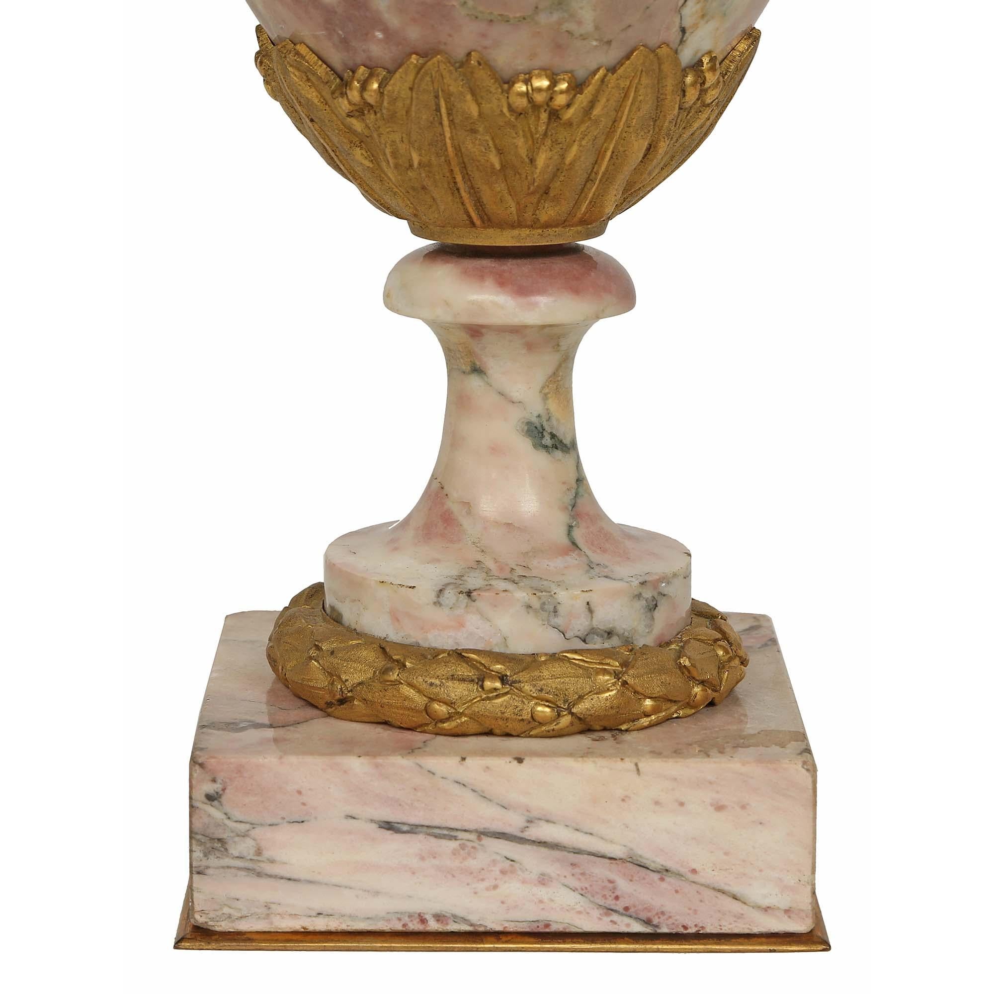 Pair of 19th Century French Louis XVI St. Bréche Violette Marble Cassolettes For Sale 5