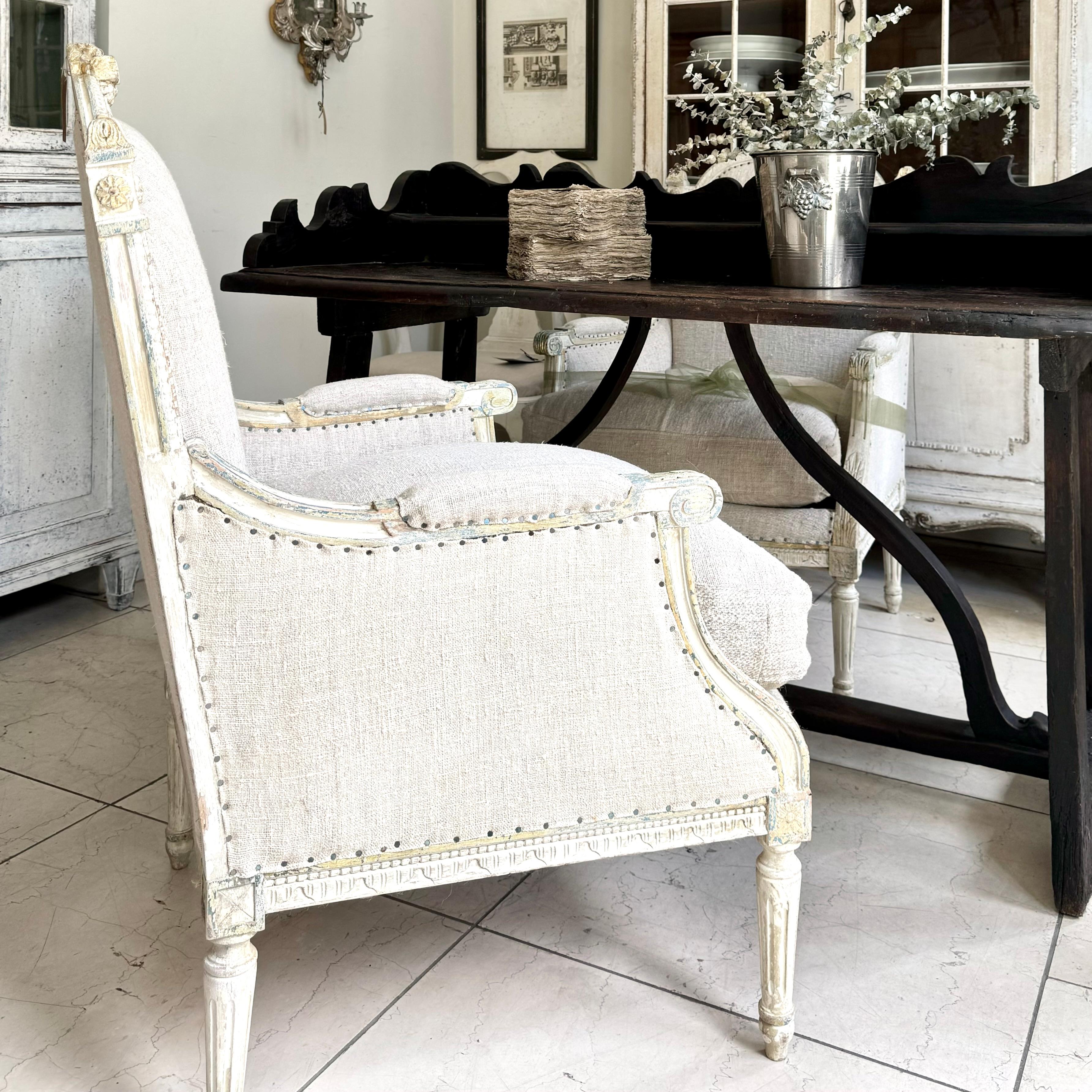 Pair of 19th Century French Louis XVI Style Bergères 5
